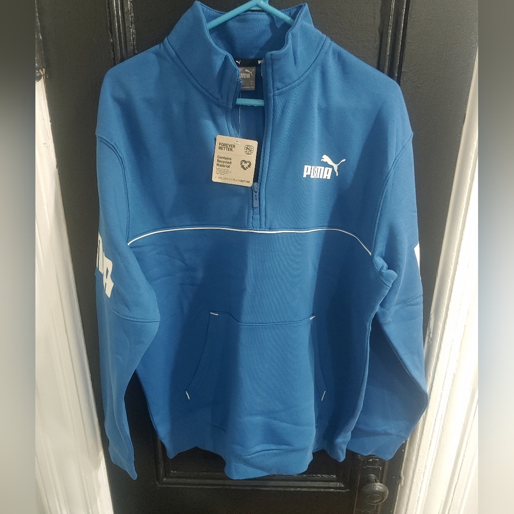 Puma sweatshirt 1/4 zip up Mock Crew neck Men's BNWT